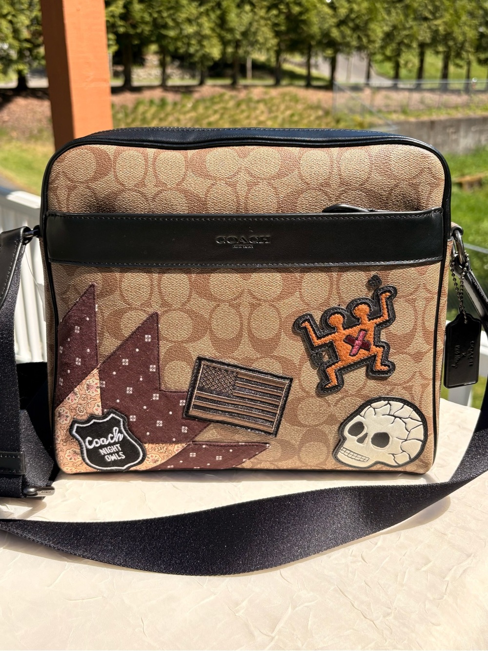 NWT COACH Keith Haring Charles Bag In Signature Canvas With Patches 50485